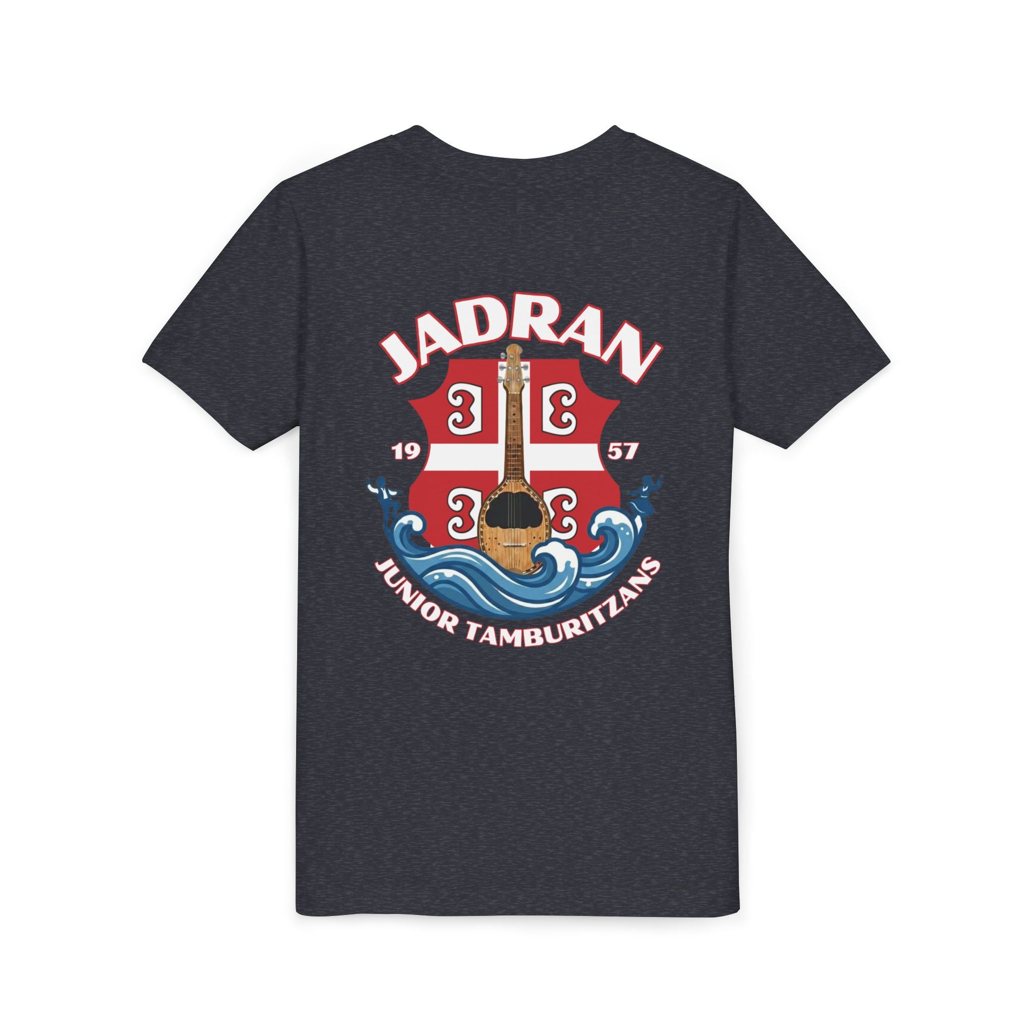 Jadran Junior Tamburitzans Kid Shirt - White and Red Lettering & Serbian Logo