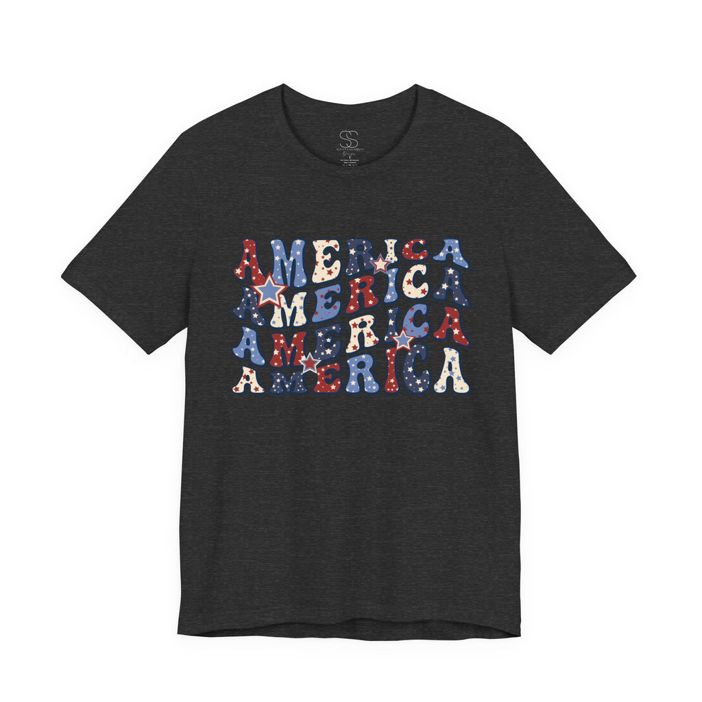 America Retro Adult T-Shirt - Vintage Patriotic 4th of July Tee
