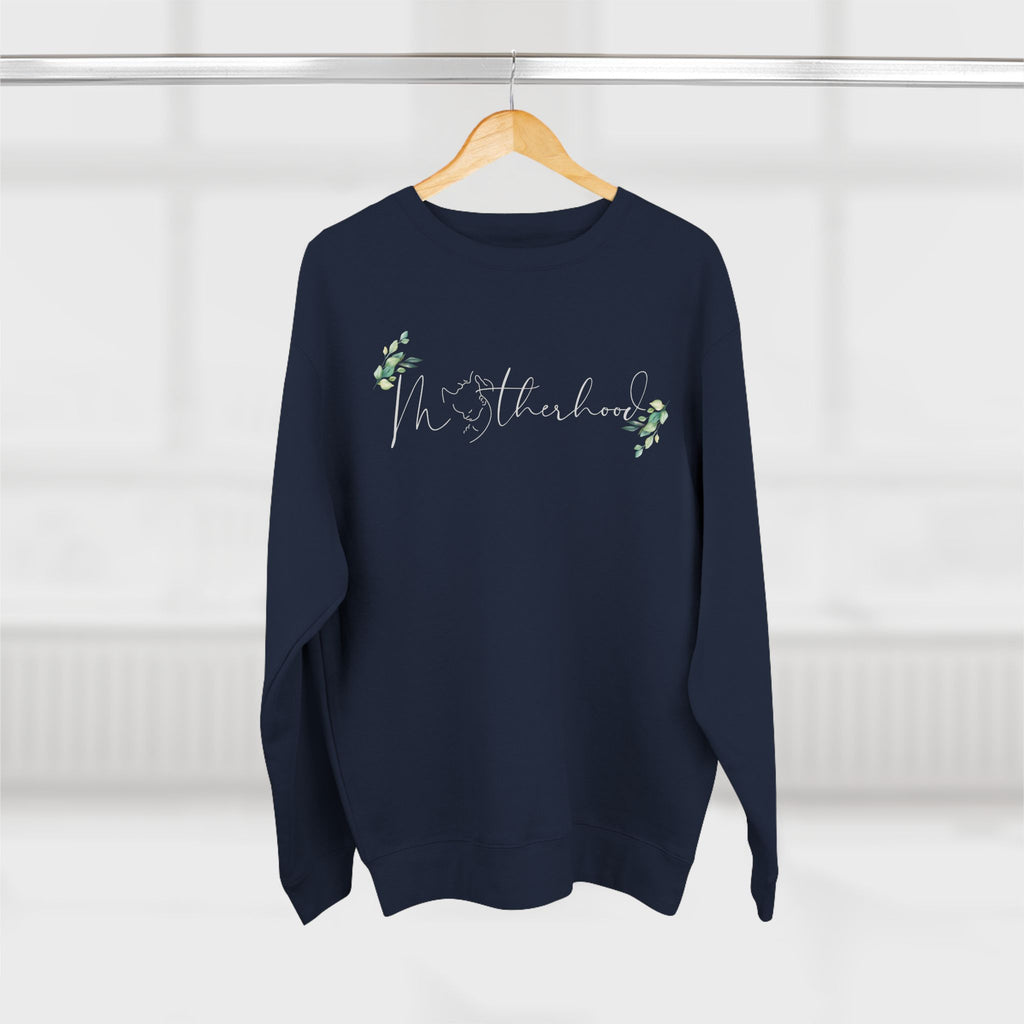 Motherhood Script Sweatshirt — Floral Eucalyptus Mom Crewneck