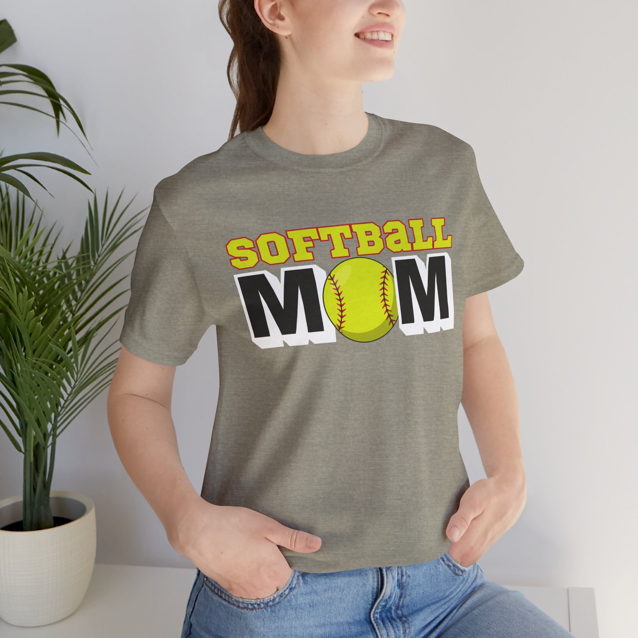 Softball Mom T-Shirt — Yellow Softball Graphic Tee for Baseball/Softball Moms