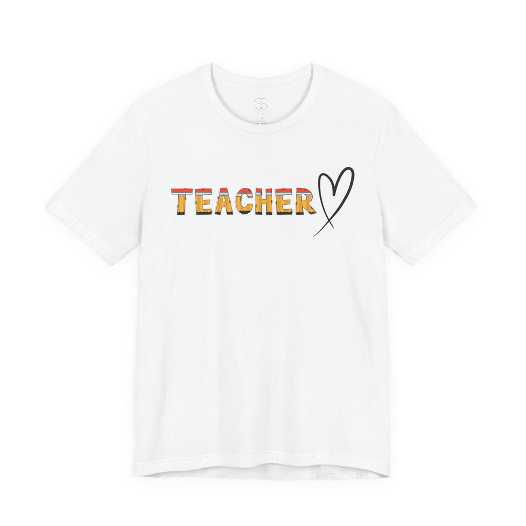 Teacher Heart T‑Shirt — Floral Text Back‑to‑School