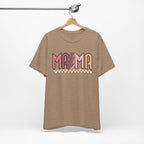 Mama Retro Lightning Tee – Vintage Checkered Mom T-Shirt