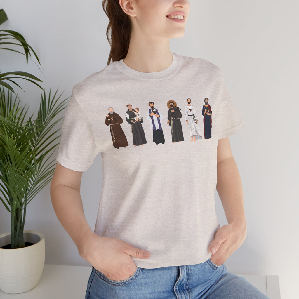 Religious Figures Lineup Tee — Saints & Clergy Portrait T-Shirt