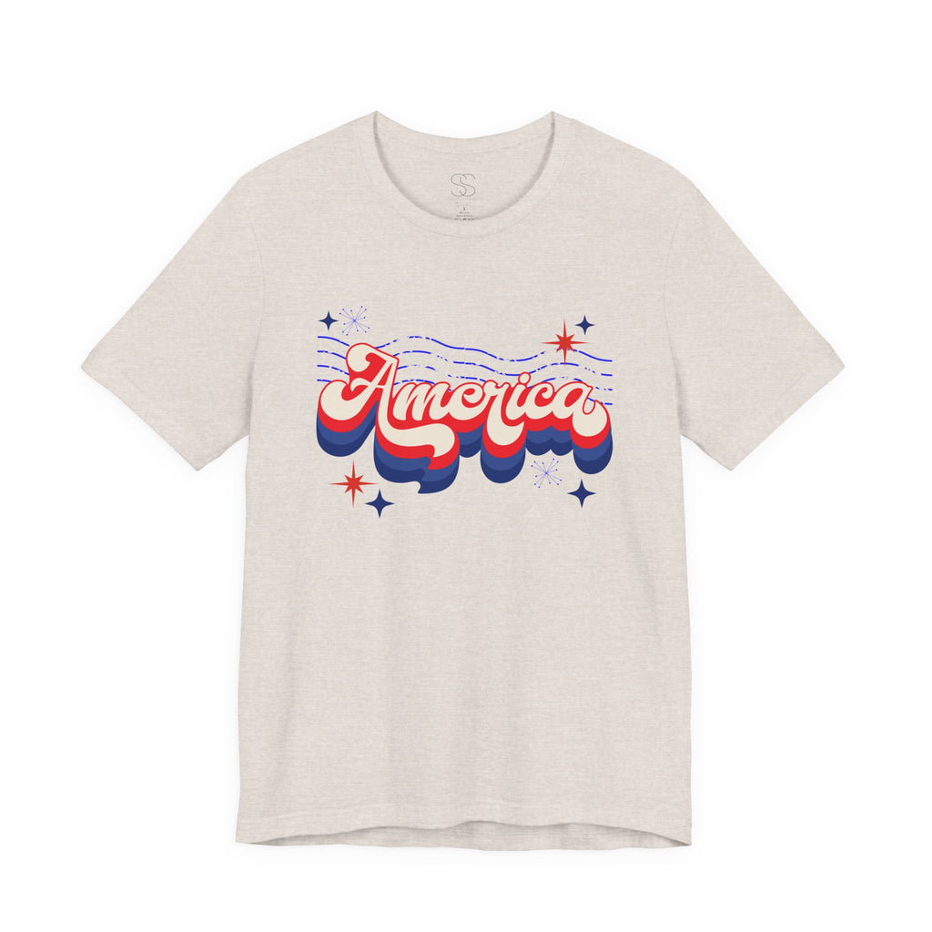 America Retro Graphic Tee - Patriotic 4th of July T-Shirt