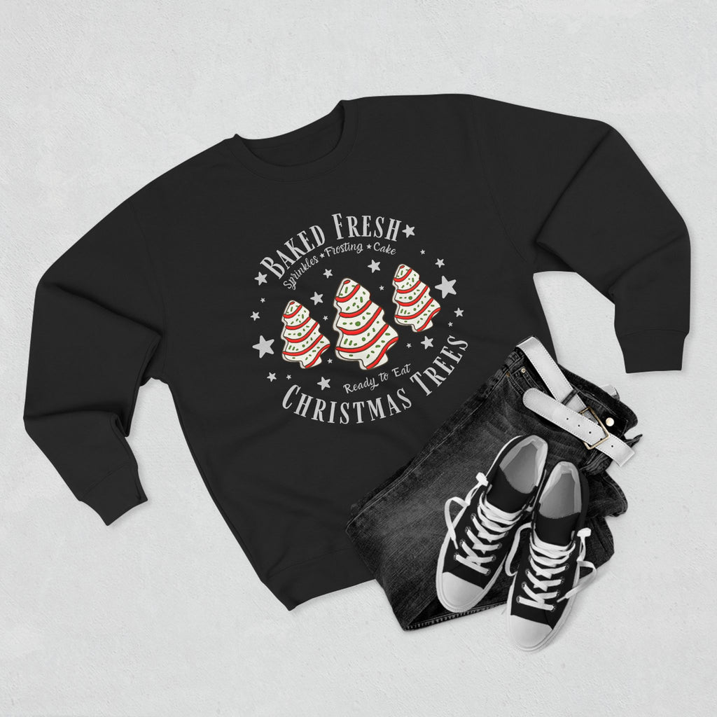 Christmas Tree Trio Crewneck Sweatshirt — Festive Candy Stripe Holiday Pullover