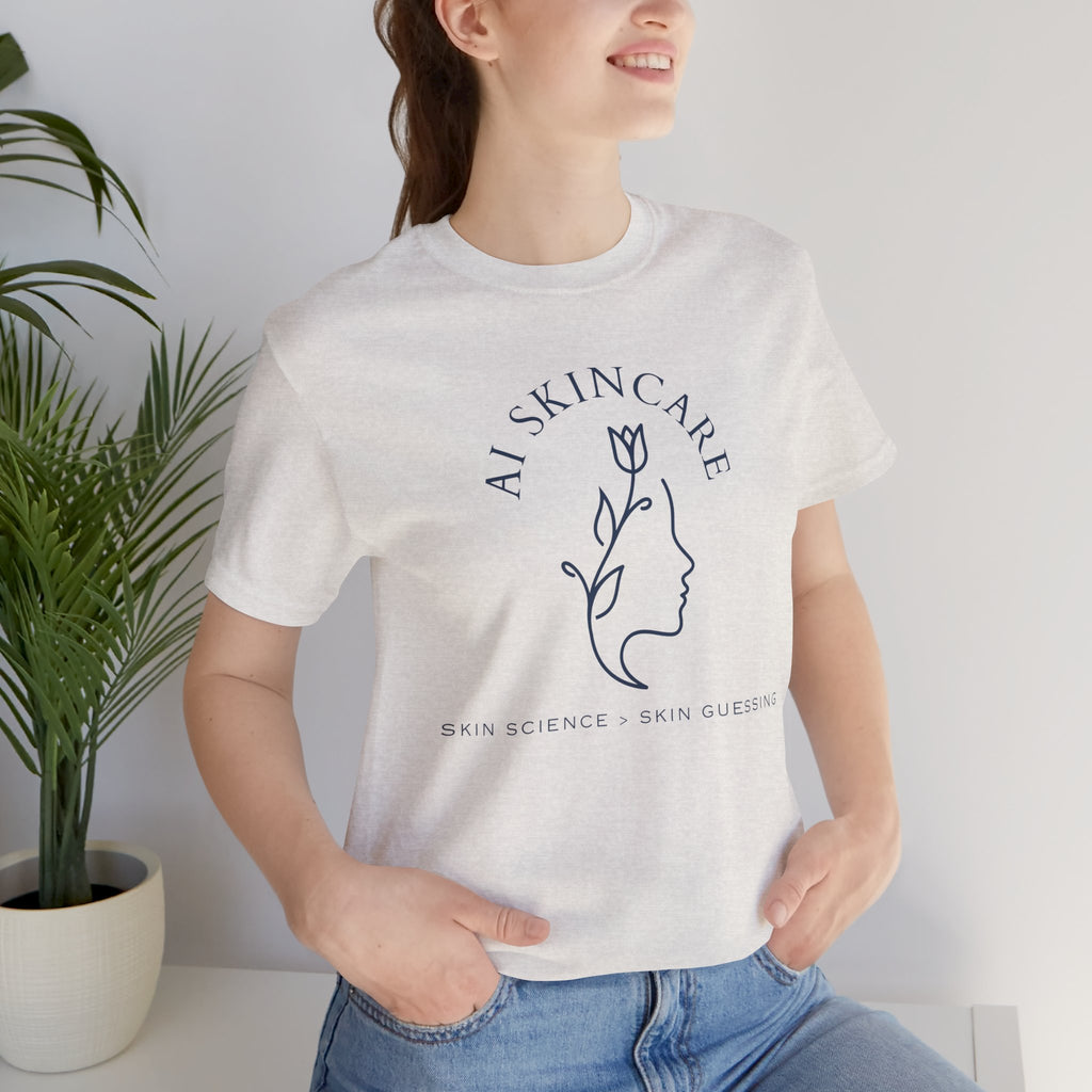 Skincare Logo Tee — AI Skincare Minimalist Floral Face T-Shirt