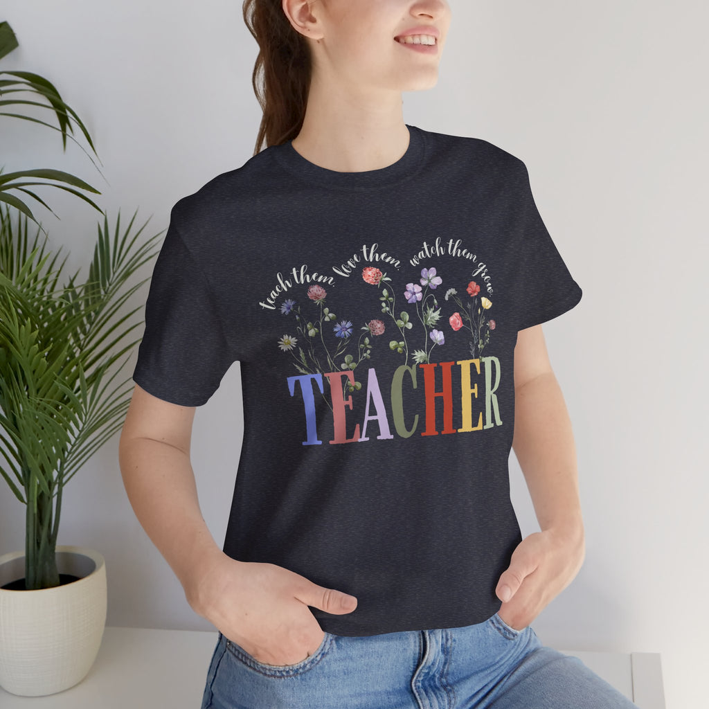 Teacher Floral Tee — 'Teach, Believe, Inspire'