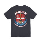 Jadran Junior Tamburitzans Adult T‑Shirt - White and Red Lettering & Serbian Logo