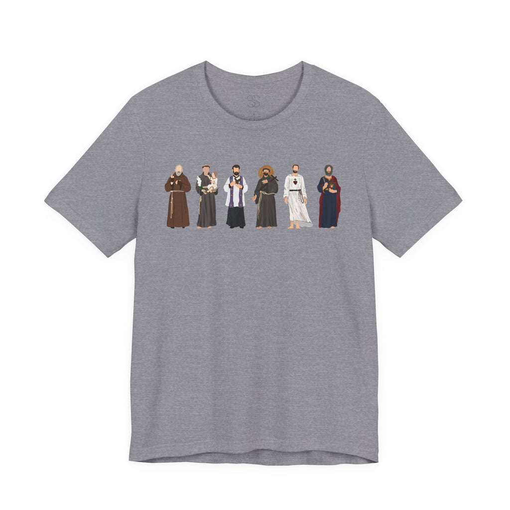 Religious Figures Lineup Tee — Saints & Clergy Portrait T-Shirt