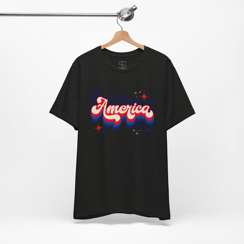 America Retro Graphic Tee - Patriotic 4th of July T-Shirt