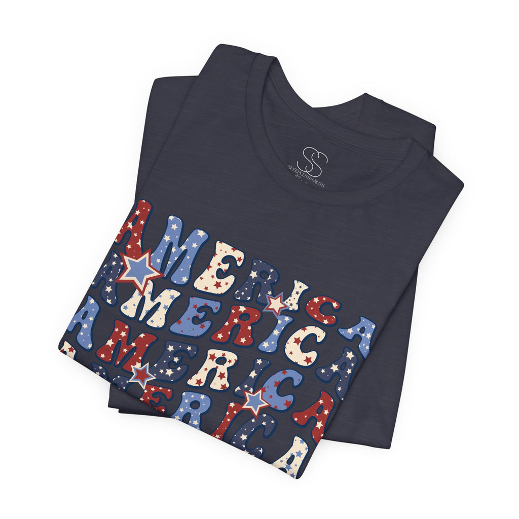 America Retro Adult T-Shirt - Vintage Patriotic 4th of July Tee