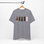 Saints Lineup T‑Shirt — Minimal Catholic Saints Illustration Tee