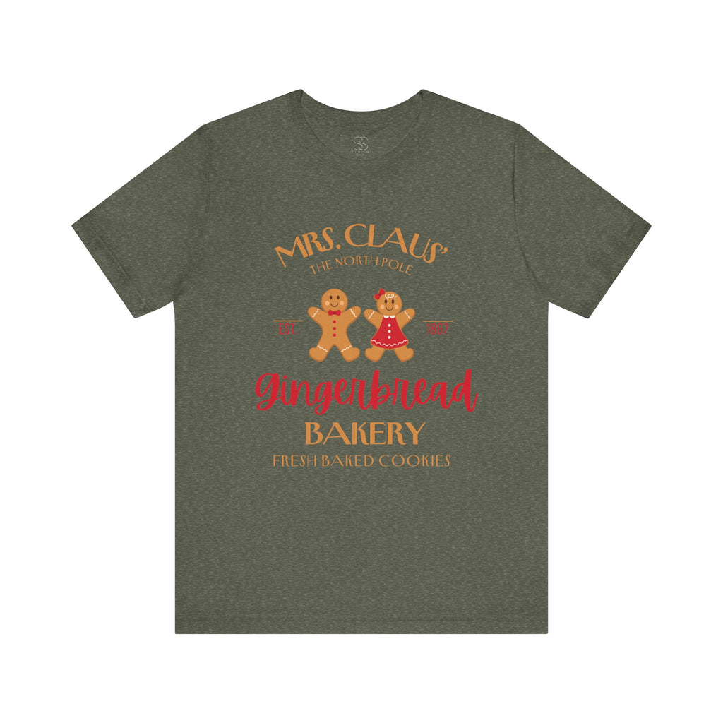 Gingerbread Bakery T‑Shirt – "Mrs. Claus' Gingerbread Bakery" Holiday Tee