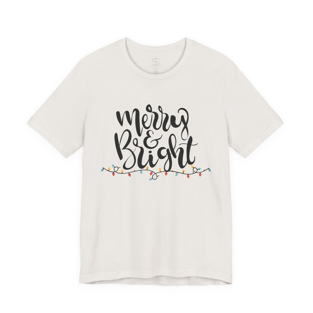 Merry & Bright Christmas Tee - Holiday Light Script T-Shirt