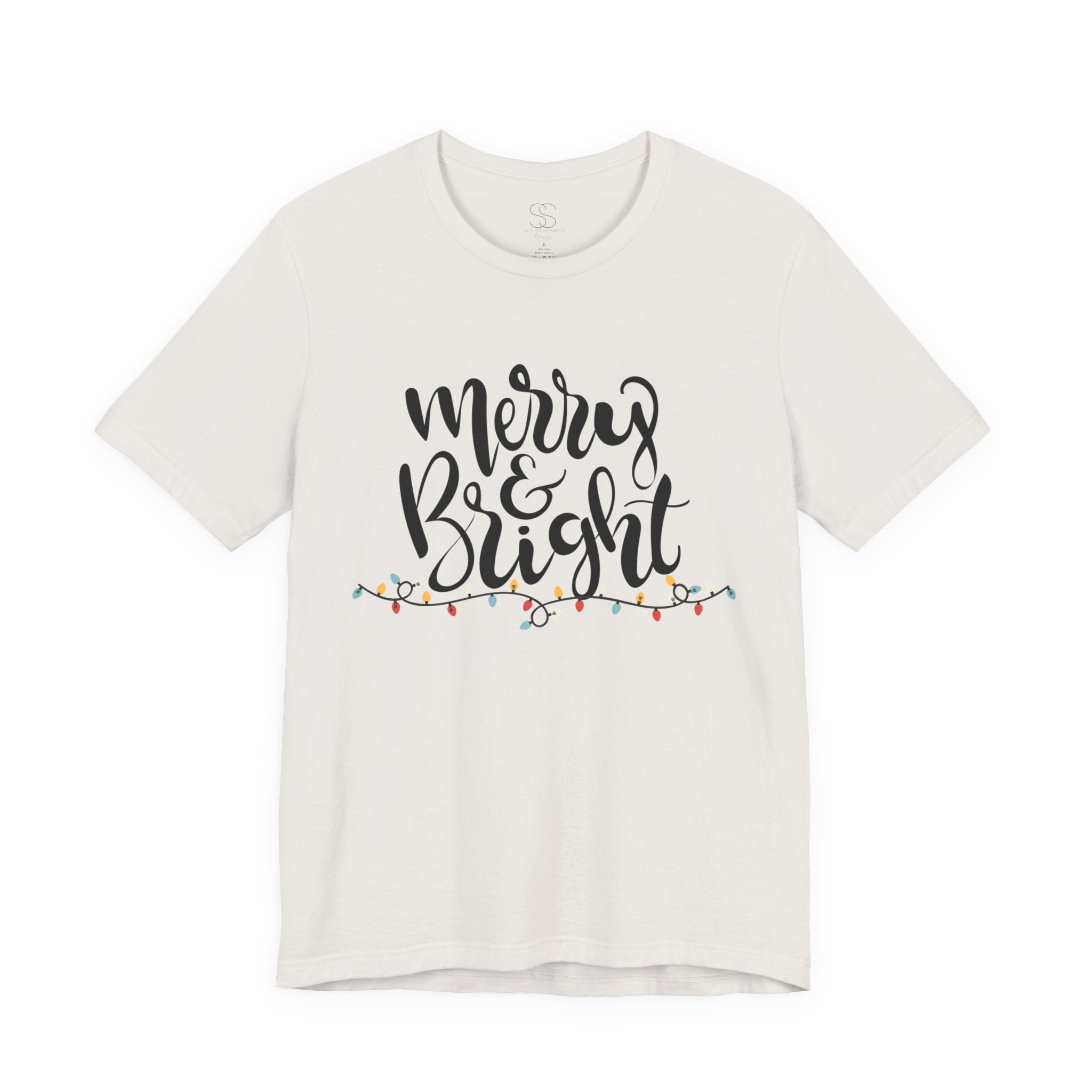 Merry & Bright Christmas Tee - Holiday Light Script T-Shirt