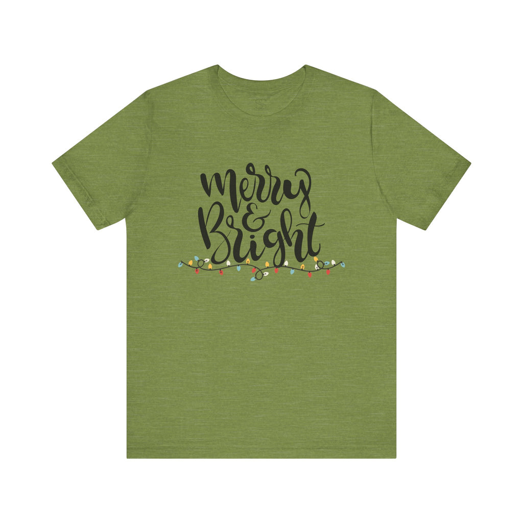 Merry & Bright Christmas Tee - Holiday Light Script T-Shirt