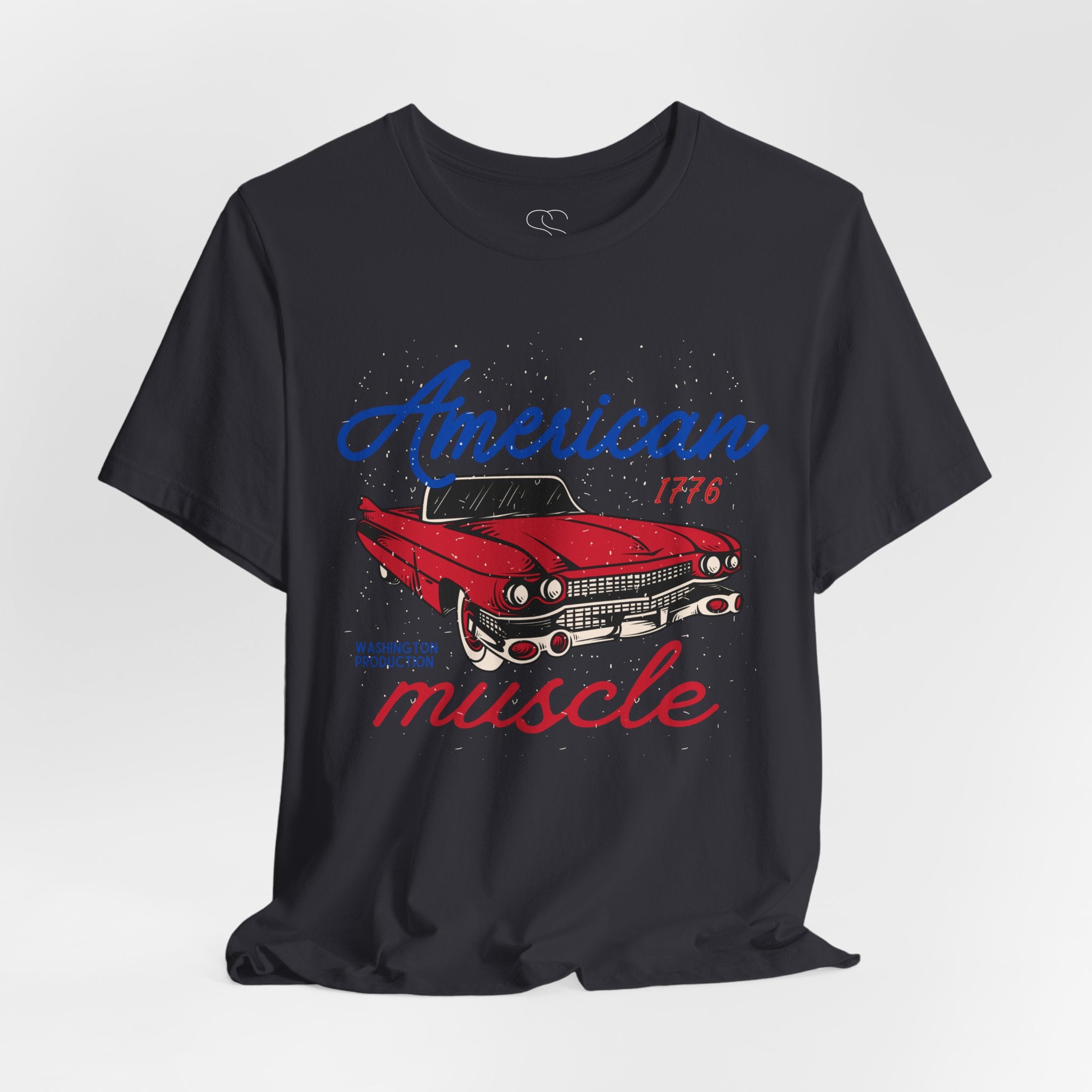 American Muscle Tee - Vintage Red Classic Car 1776 Patriotic Shirt
