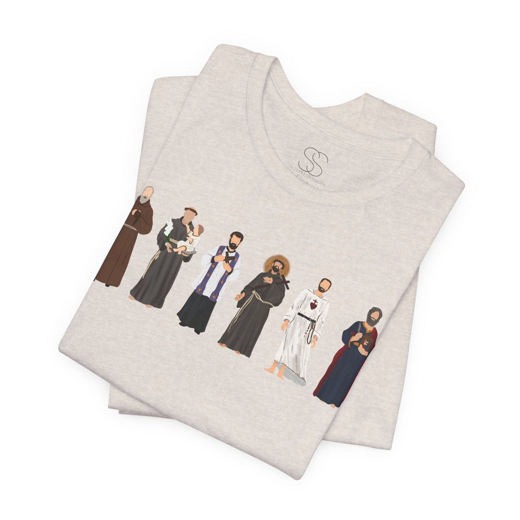 Religious Figures Lineup Tee — Saints & Clergy Portrait T-Shirt