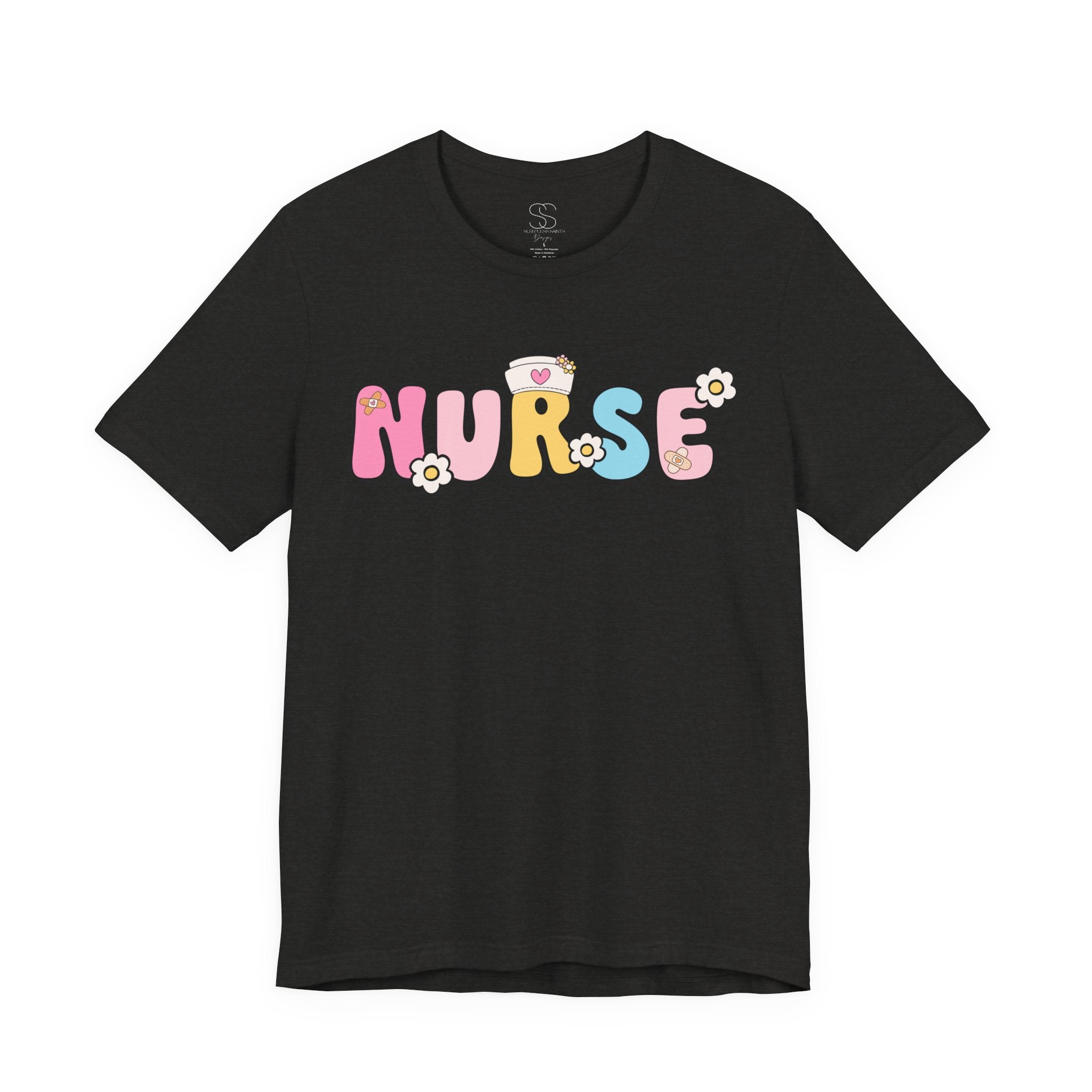 Nurse Floral Bubble Letter T-Shirt — Cute Pastel Tee