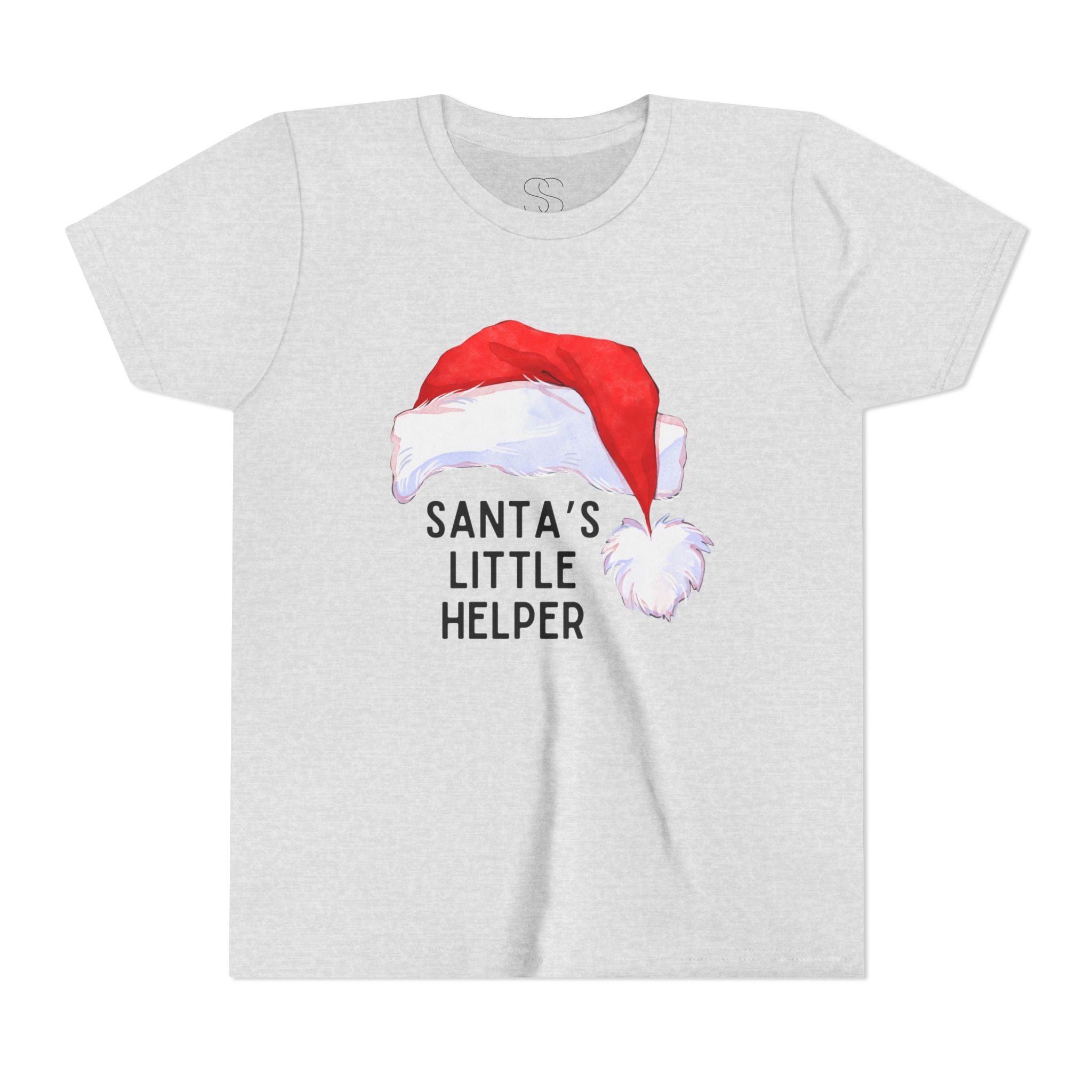 Youth Tee — "Santa's Little Helper" Christmas Santa Hat Holiday Shirt