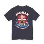Jadran Junior Tamburitzans Adult T‑Shirt - White and Red Lettering & Serbian Logo