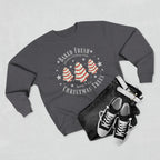 Christmas Tree Trio Crewneck Sweatshirt — Festive Candy Stripe Holiday Pullover