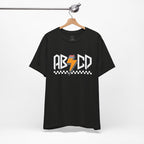 ABCD Lightning Bolt Tee - Retro Racing Checkerboard Graphic T-Shirt