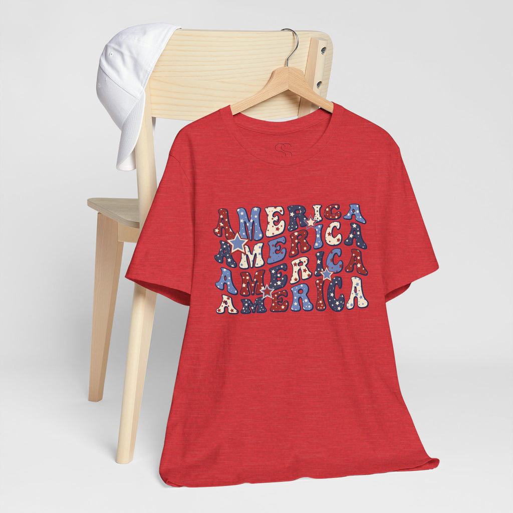 America Retro Adult T-Shirt - Vintage Patriotic 4th of July Tee
