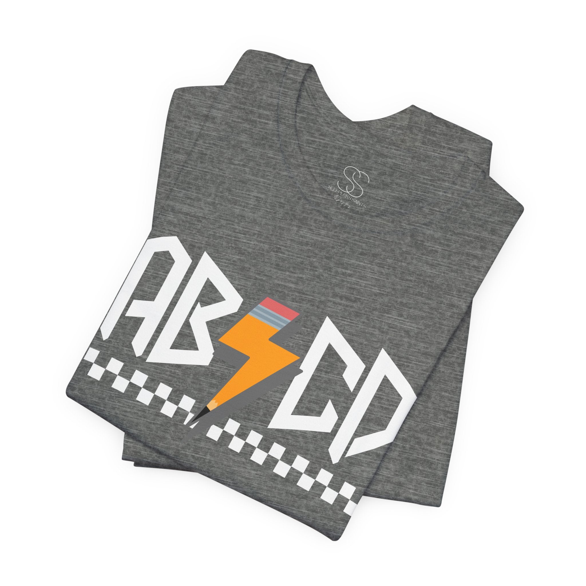 ABCD Lightning Bolt Tee - Retro Racing Checkerboard Graphic T-Shirt