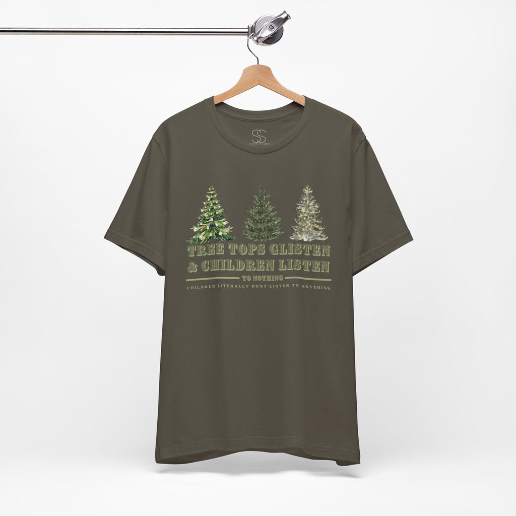 Tree Tops Glisten & Children Listen Holiday Graphic T-Shirt
