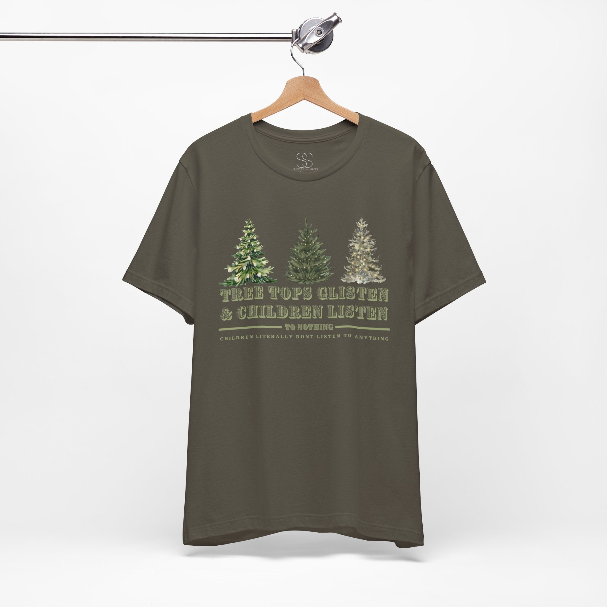 Tree Tops Glisten & Children Listen Holiday Graphic T-Shirt