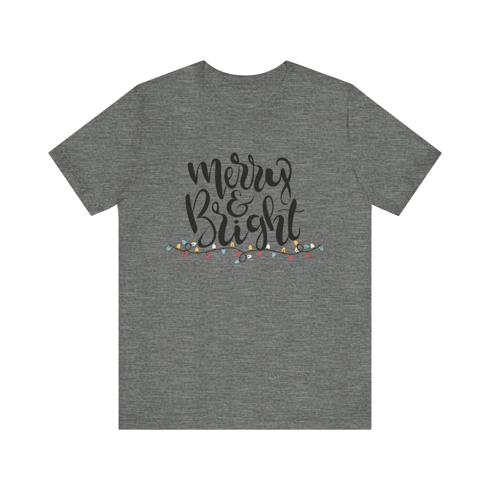 Merry & Bright Christmas Tee - Holiday Light Script T-Shirt