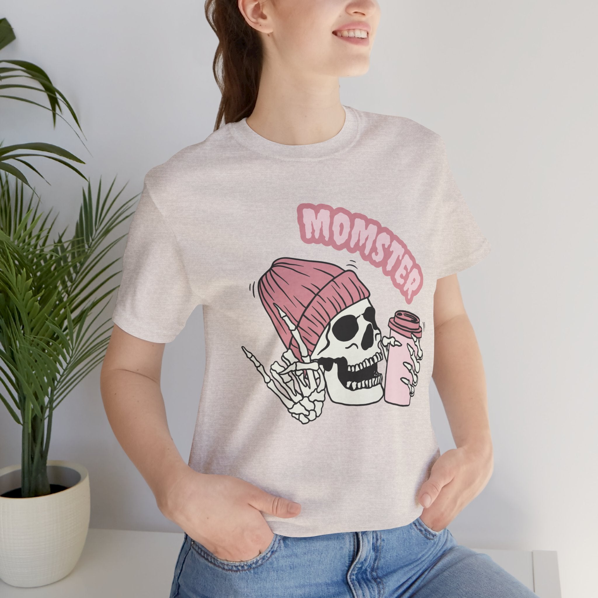 Momster Skull Coffee Tee — Cute Goth Mom T-Shirt