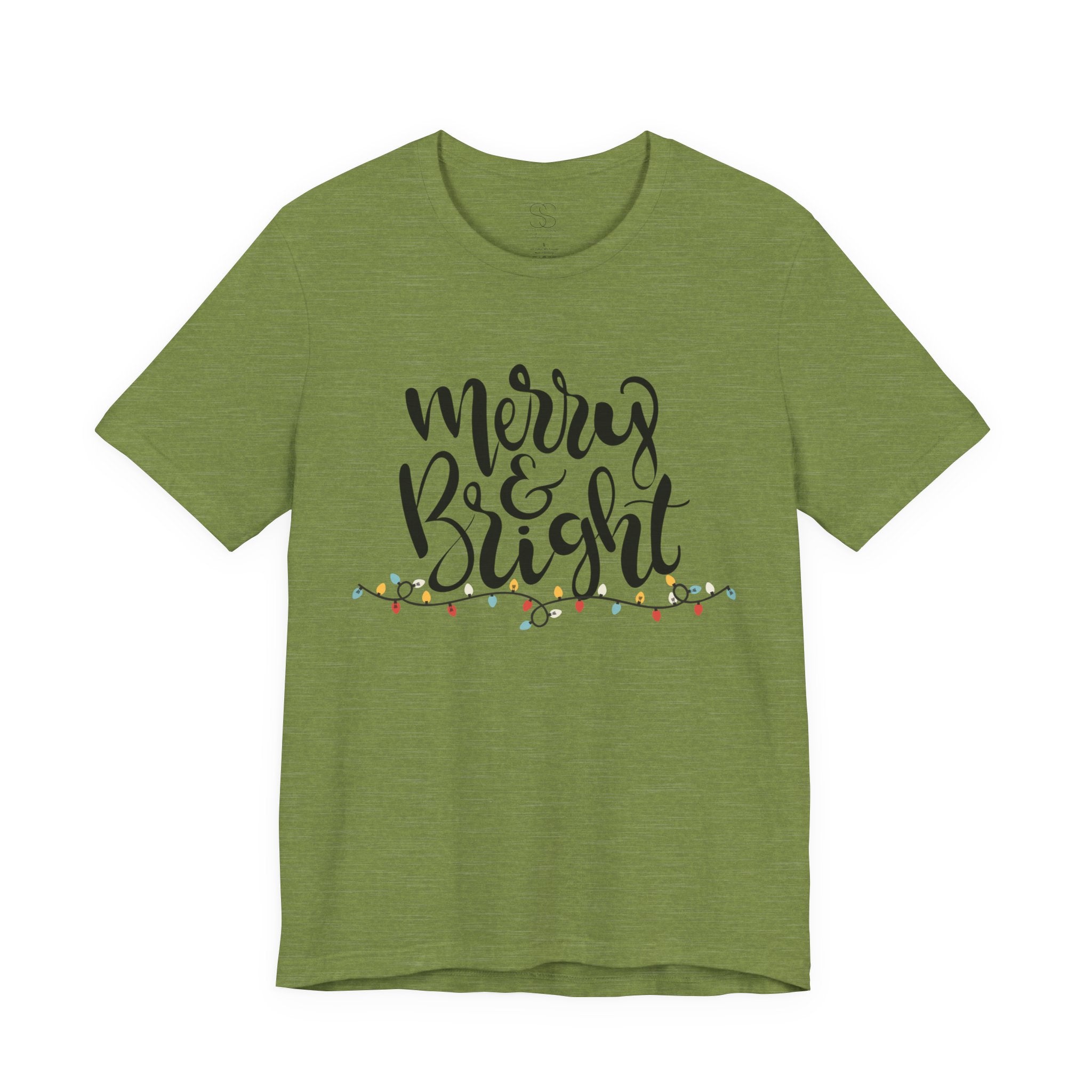 Merry & Bright Christmas Tee - Holiday Light Script T-Shirt