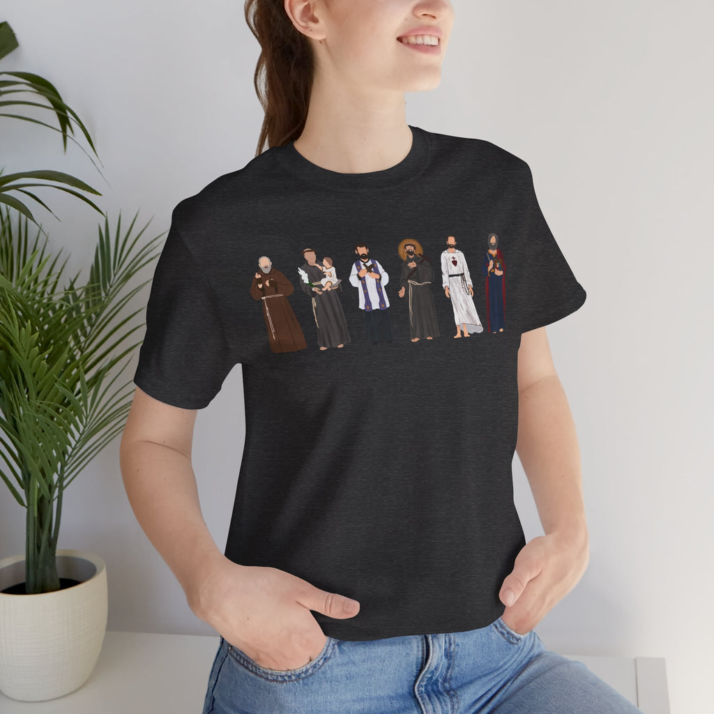 Religious Figures Lineup Tee — Saints & Clergy Portrait T-Shirt