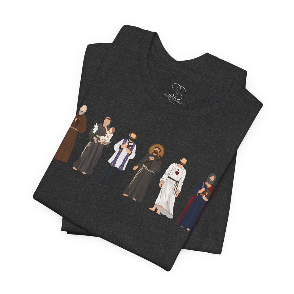 Religious Figures Lineup Tee — Saints & Clergy Portrait T-Shirt