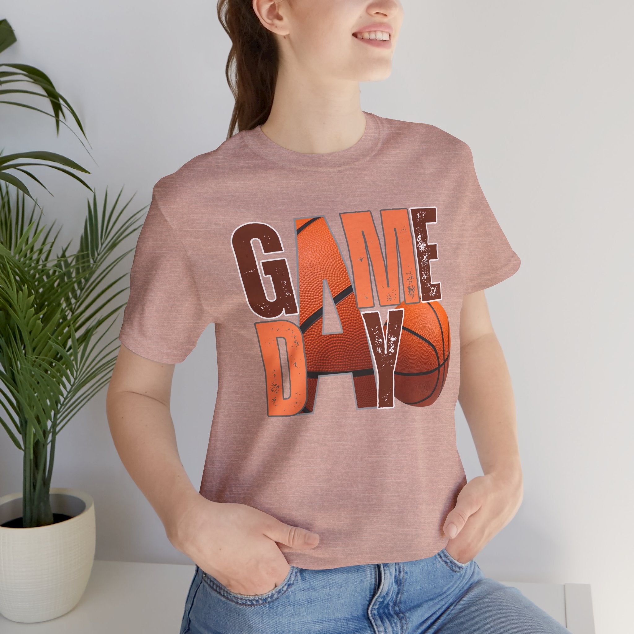 Game Day Basketball T‑Shirt — Retro Orange Basketball Graphic Tee