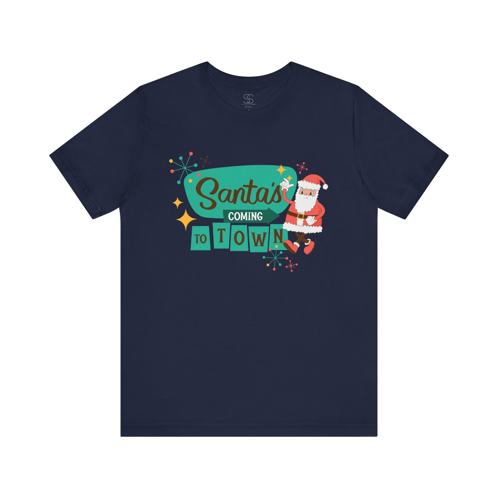 Santa's Coming to Town T-Shirt - Retro Christmas Tee with Santa Graphic