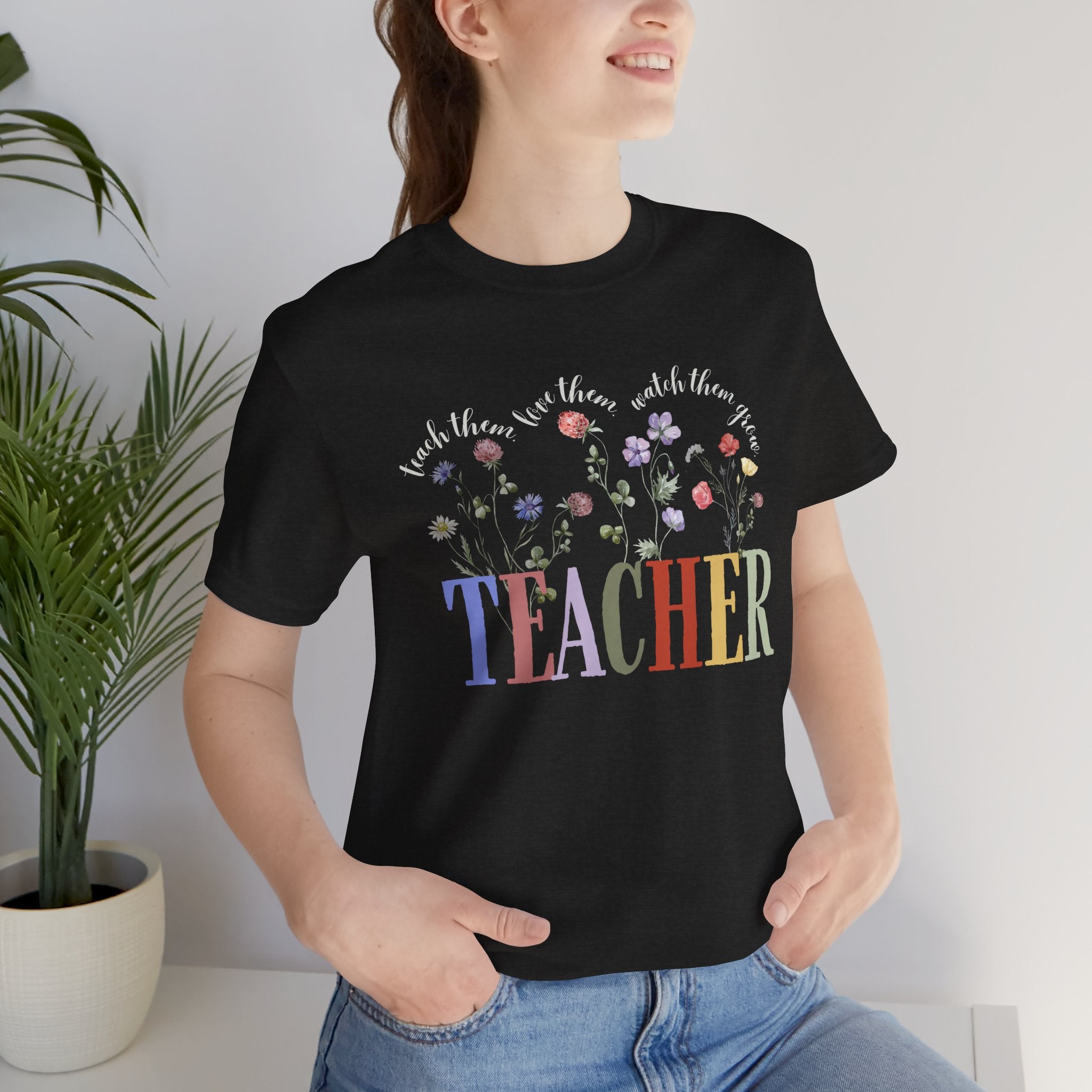 Teacher Floral Tee — 'Teach, Believe, Inspire'