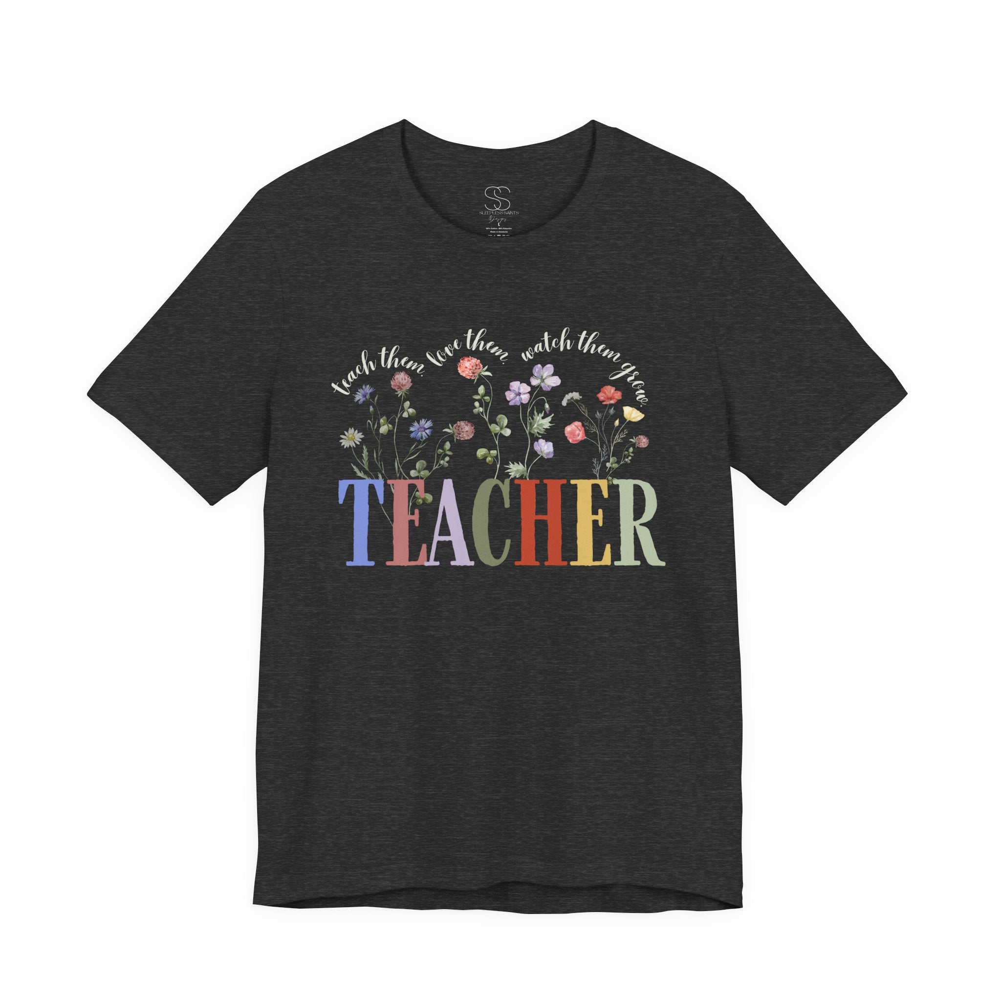 Teacher Floral Tee — 'Teach, Believe, Inspire'