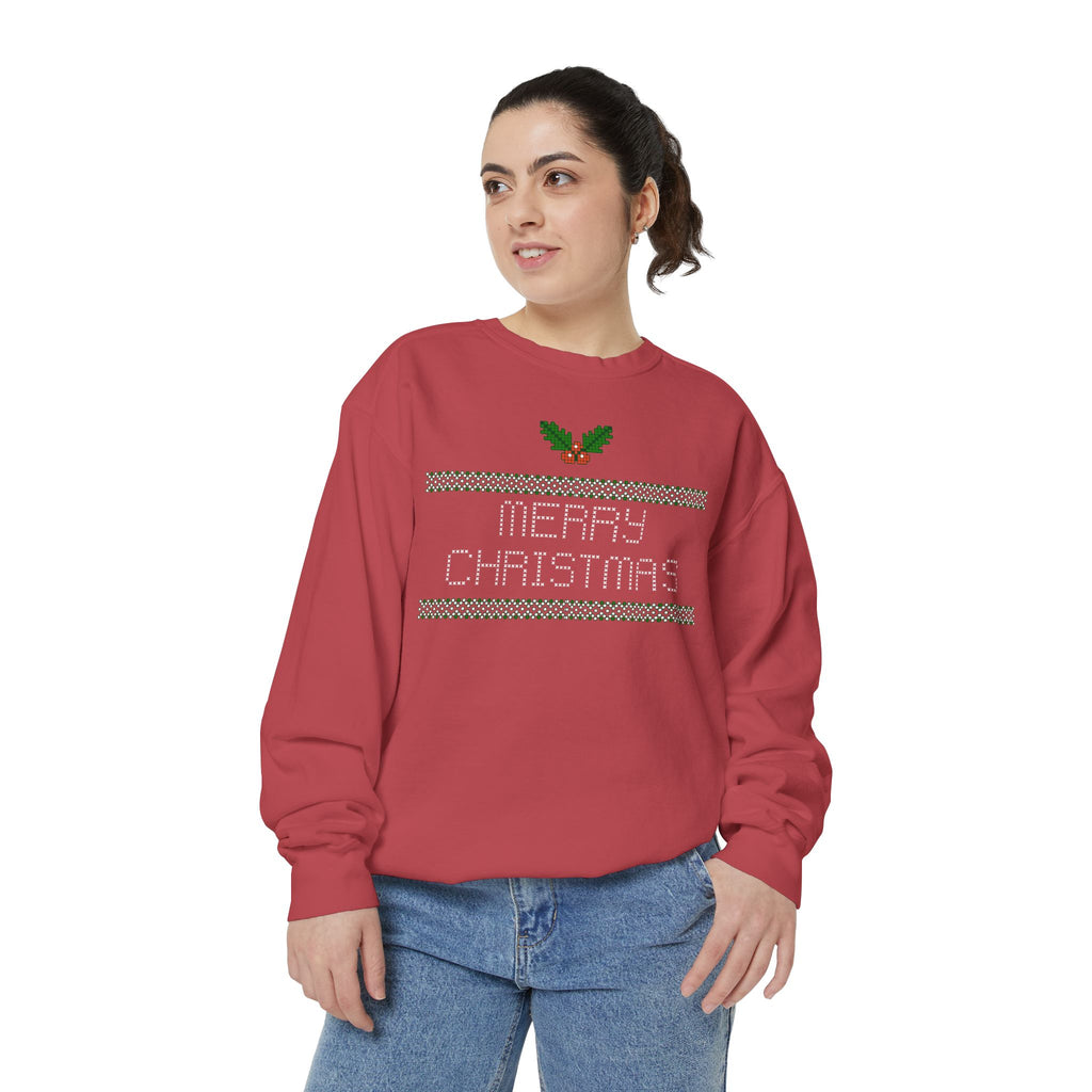 Merry Christmas Stitching Unisex Garment-Dyed Sweatshirt