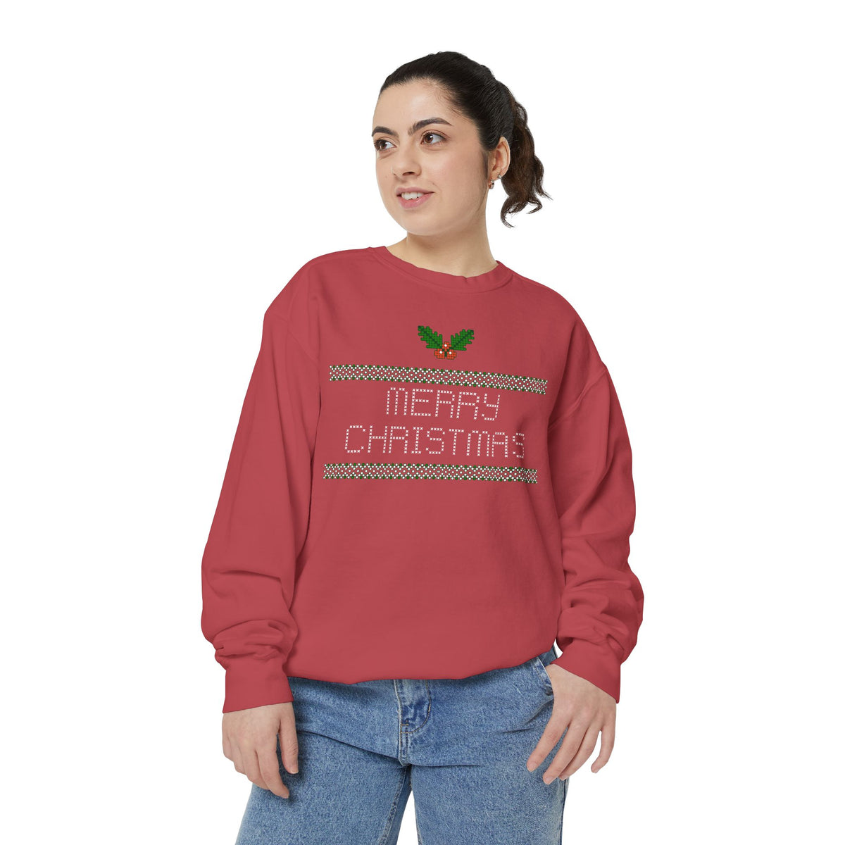 Merry Christmas Stitching Unisex Garment-Dyed Sweatshirt