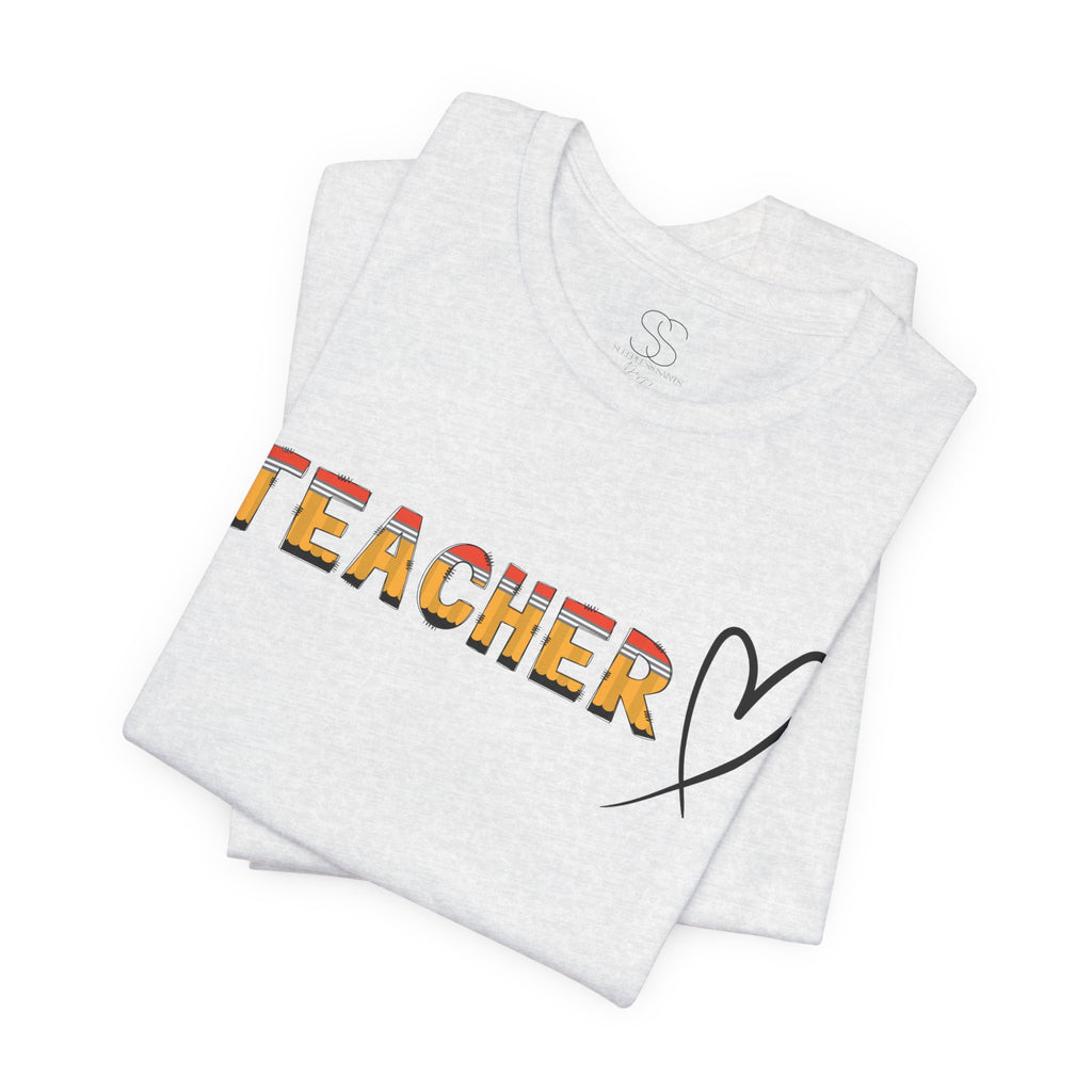 Teacher Heart T‑Shirt — Floral Text Back‑to‑School