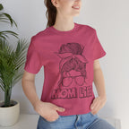 Mom Life Graphic Tee – Casual Motherhood T-Shirt with Messy Bun Design