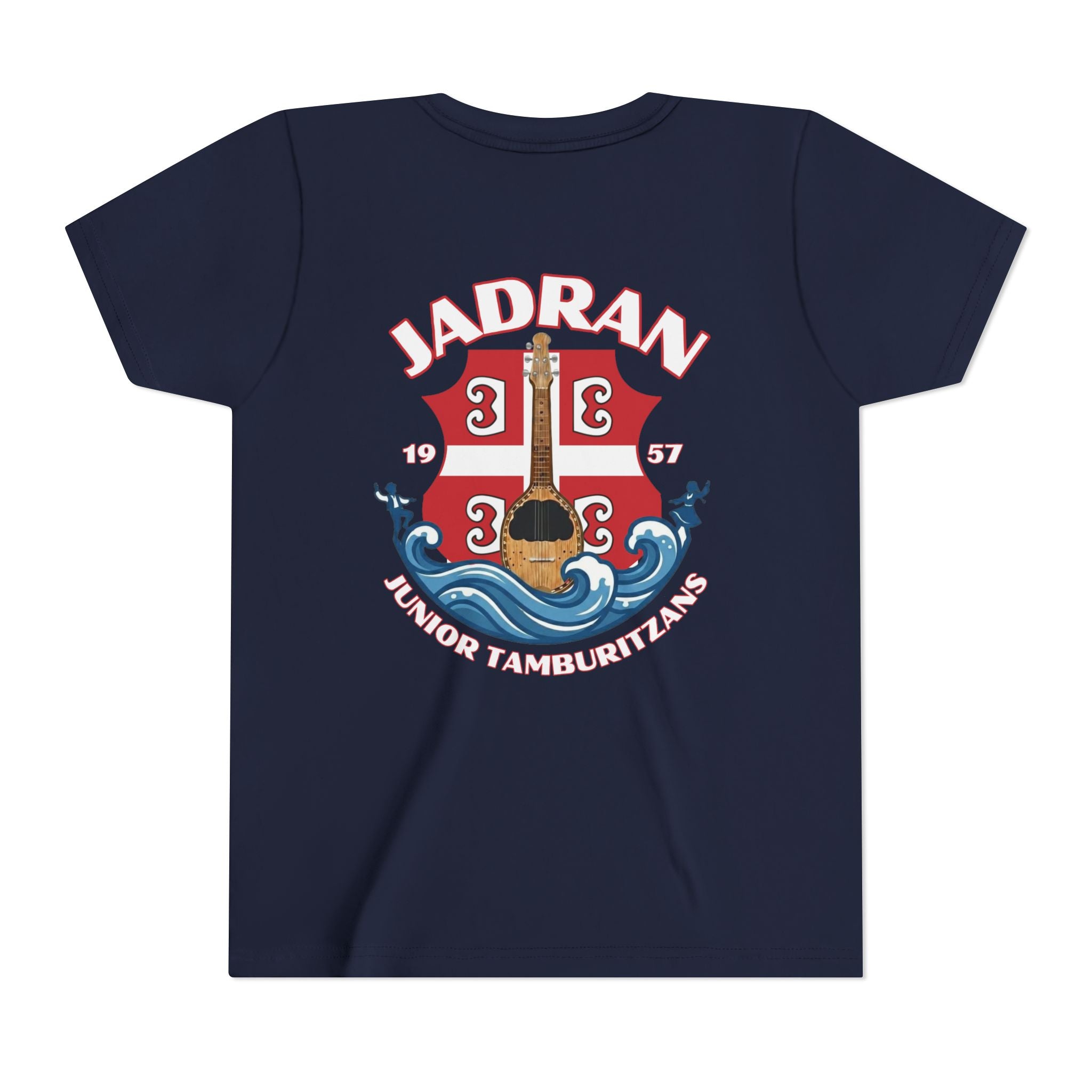 Jadran Junior Tamburitzans Kid Shirt - White and Red Lettering & Serbian Logo