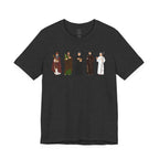 Saints Lineup T‑Shirt — Minimal Catholic Saints Illustration Tee