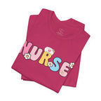 Nurse Floral Bubble Letter T-Shirt — Cute Pastel Tee
