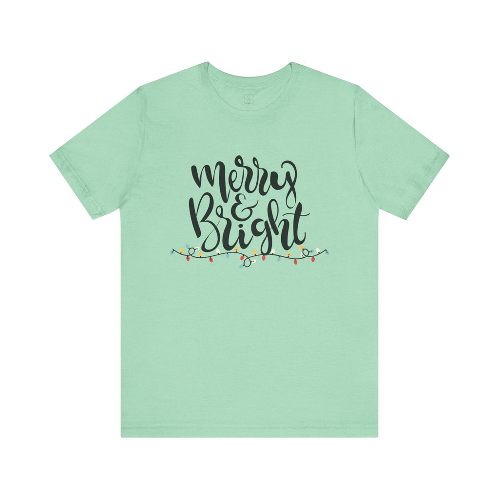 Merry & Bright Christmas Tee - Holiday Light Script T-Shirt