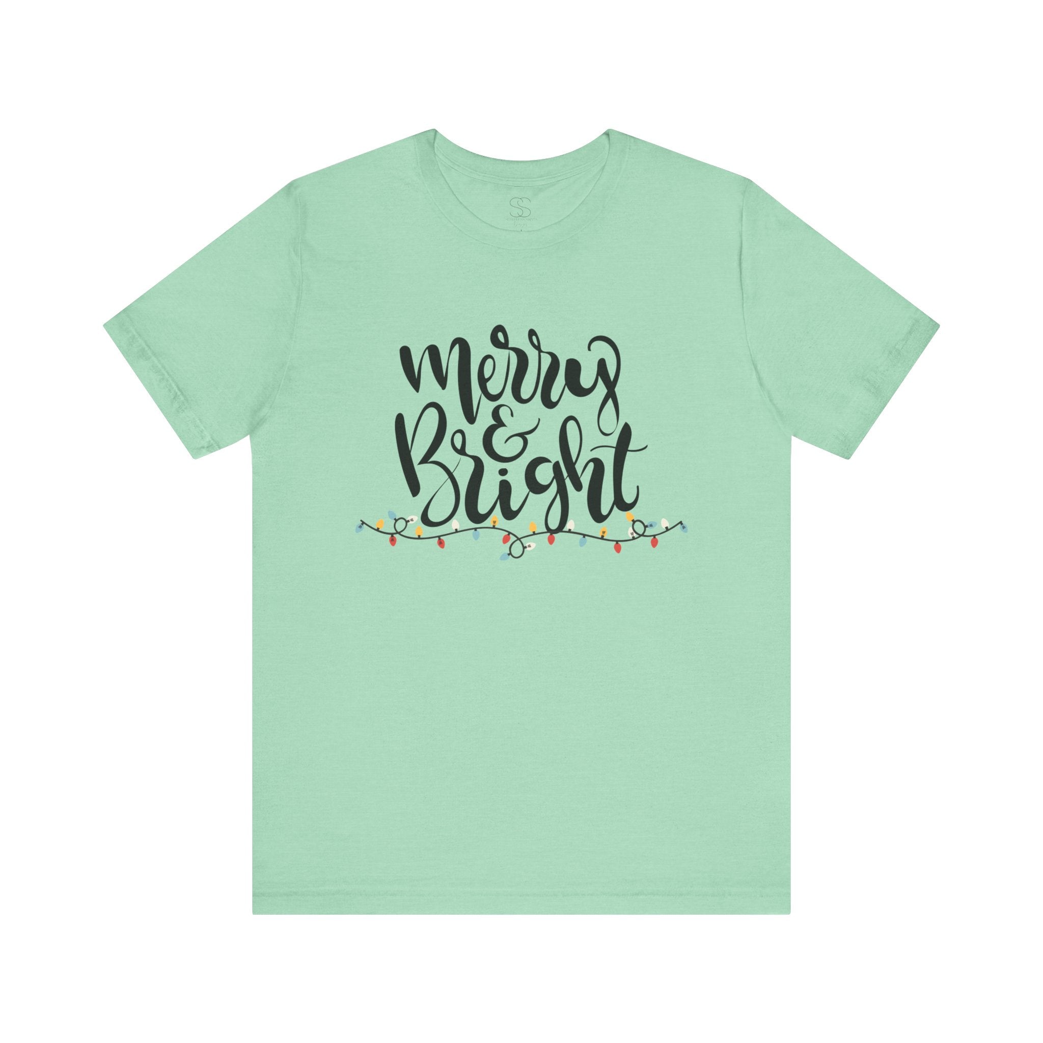 Merry & Bright Christmas Tee - Holiday Light Script T-Shirt