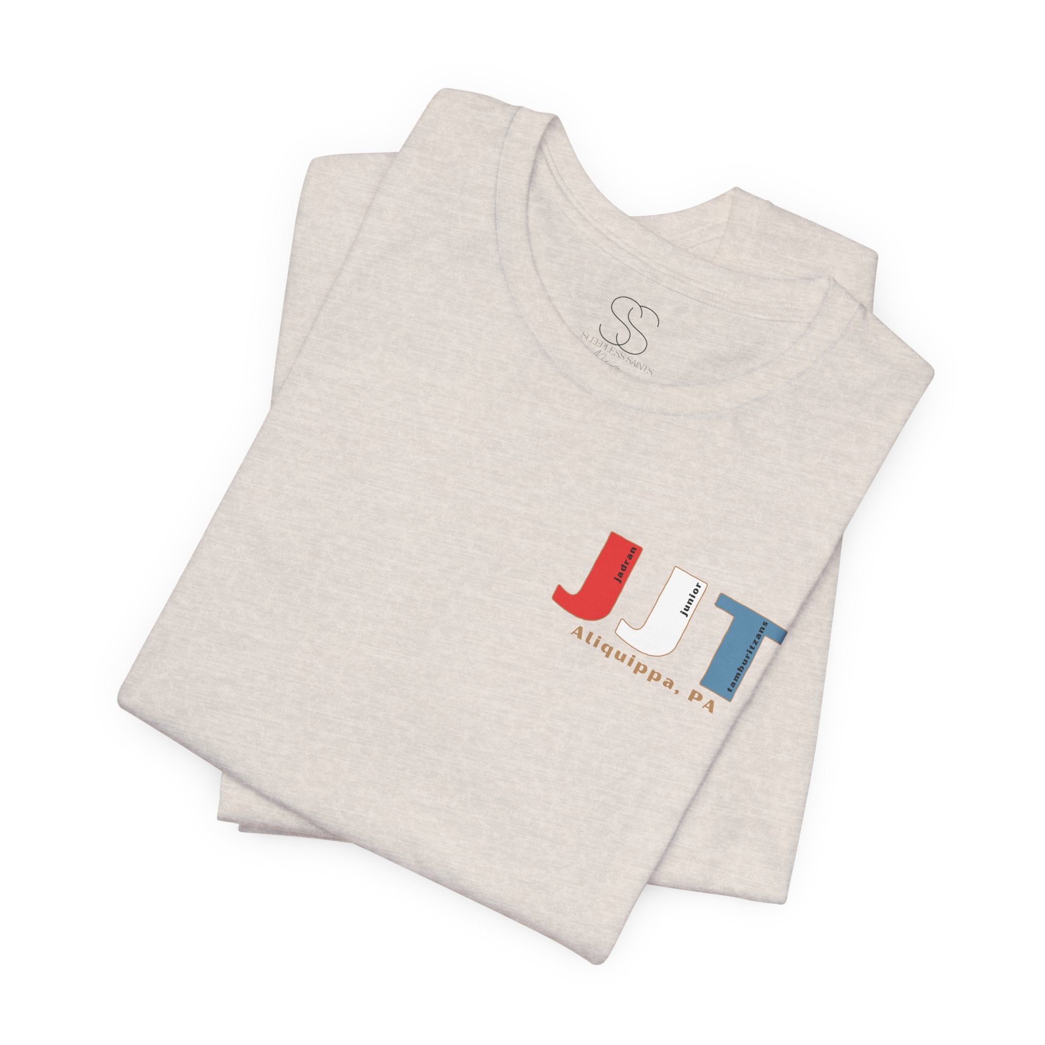 Jadran Junior Tamburitzans Adult T‑Shirt - White and Red Lettering & Serbian Logo